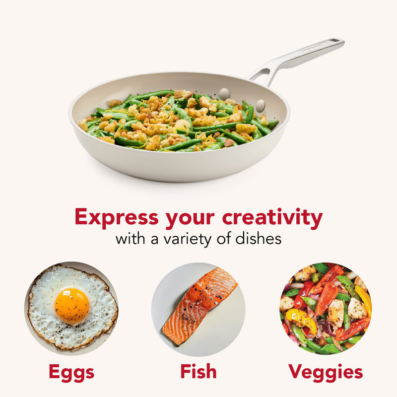 Kitchenaid Hard-Anodized Ceramic Induction Skillet, 10-Inch, Agave, White