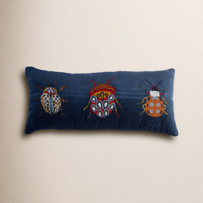 Embroidered Cotton Lumbar Pillow Cover