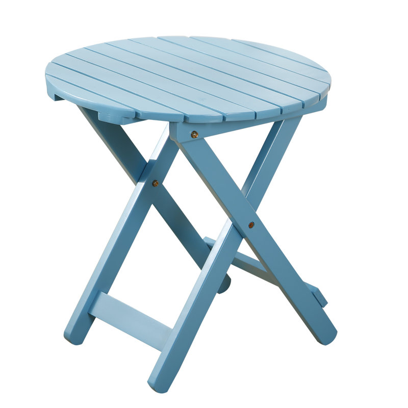 Rue Folding Wood Side Table Adirondack Portable Square 15.4" D x 15.4" W x 18.3" H Outdoor, 19.5" Diameter, Turquoise