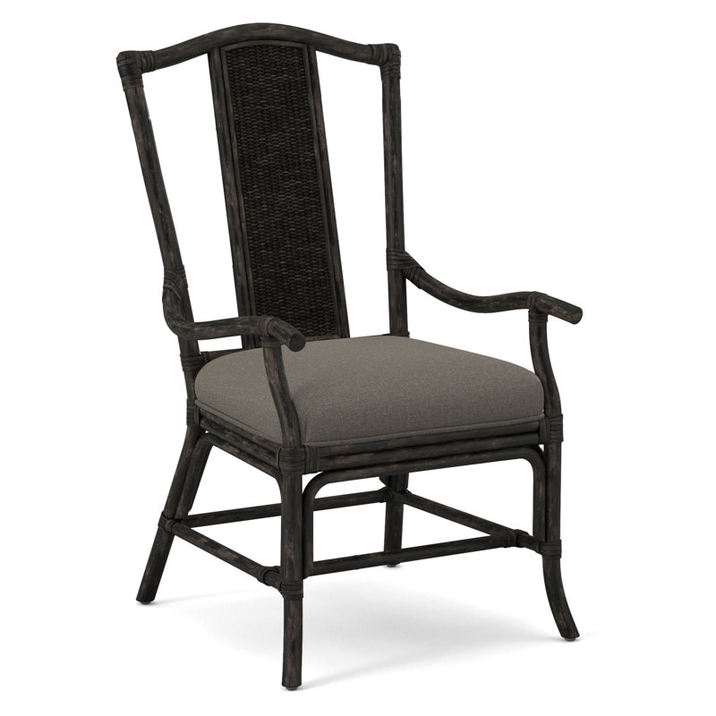 Drury Lane Slat Back Dining Arm Chair, Gray Sugar Performance; 0863-84, Antique Black