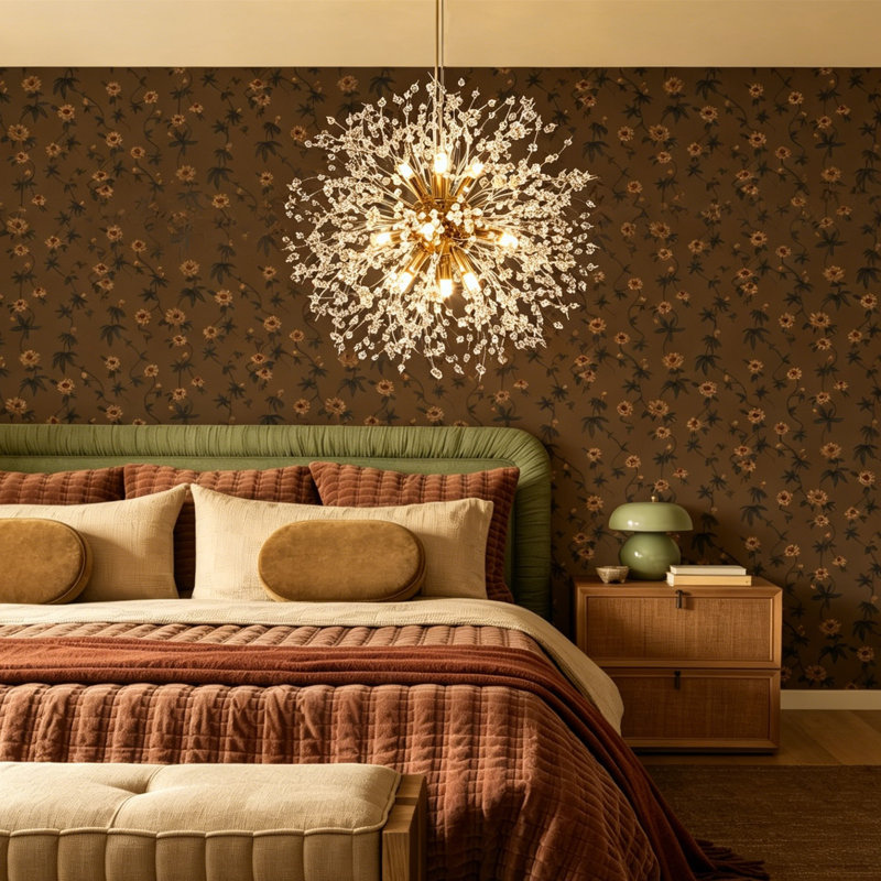 Lustre sphérique spoutnik à 8 lumières Wallin, 19.6" H x 19.6" W x 19.6" D, Doré