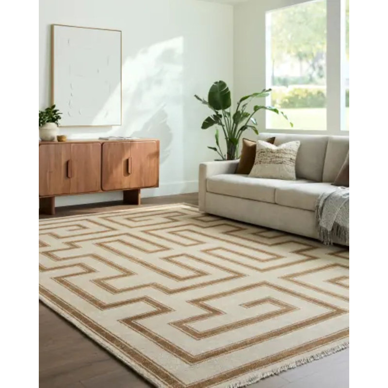 Riviera Handmade Cotton and Wool Geometric Area Rug, Rectangle 10' x 14'