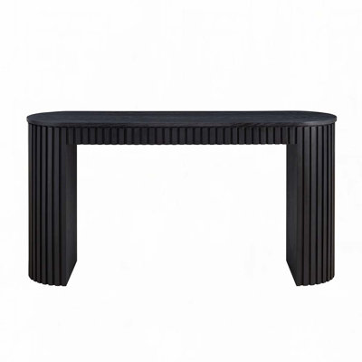 Oval Wood Console Table with Drawer Storage