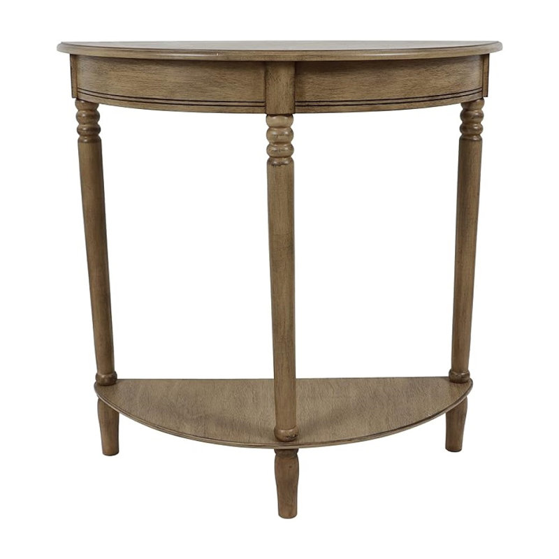 Simplify 28.5" Half Moon Entry Table With Shelf, Small Accent End Table, Brown