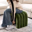 Rienna Yuna Modern U Shaped Waterfall Ottoman 50 cm Wide Vanity Stool with Ribbed Tufting-650624826