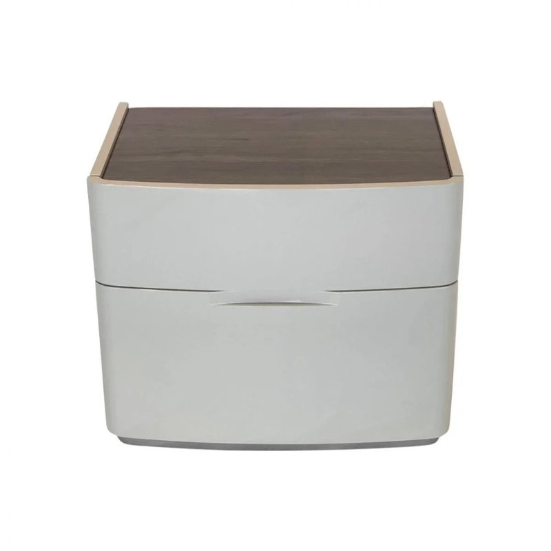 Commode anglaise à 2 tiroirs en blanc / châtaignier