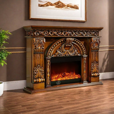 Modern simple retro carved fireplace