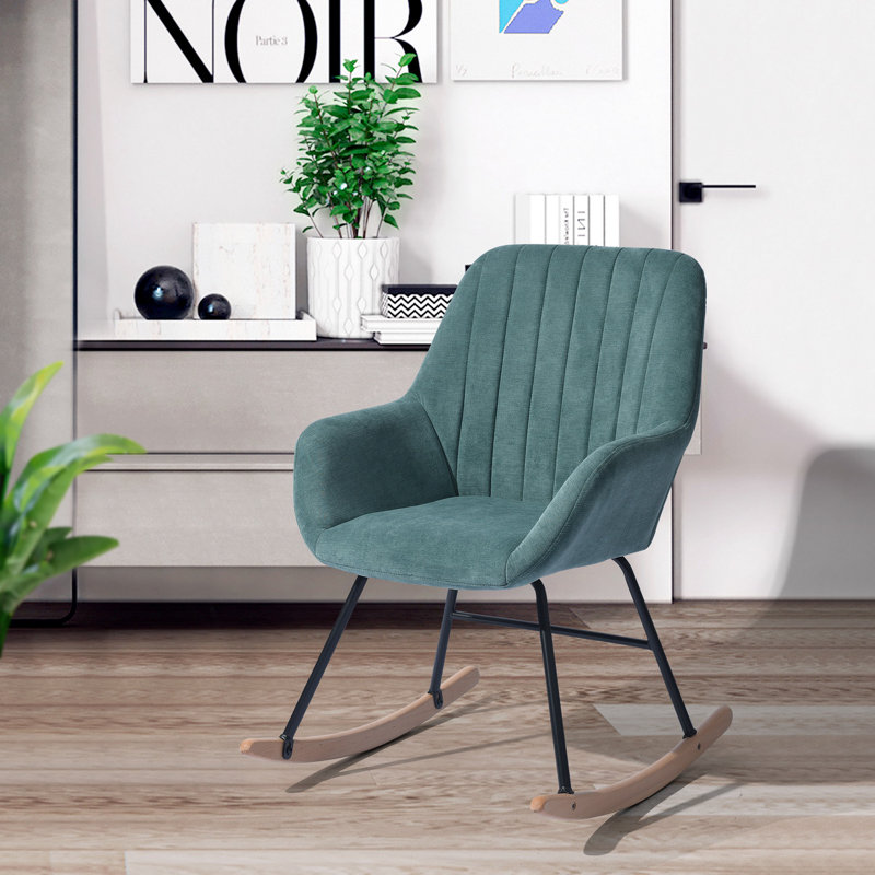 Cliffrose Upholstered Rocking Chair, Aqua