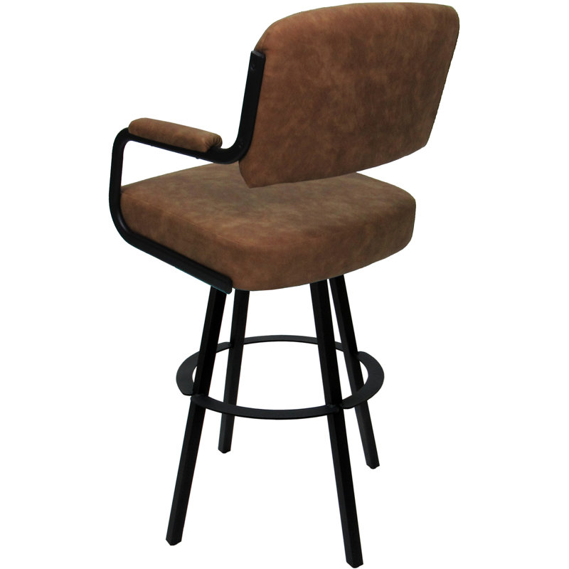 Tabouret de bar pivotant Kambria, Vinyle brun / cadre noir