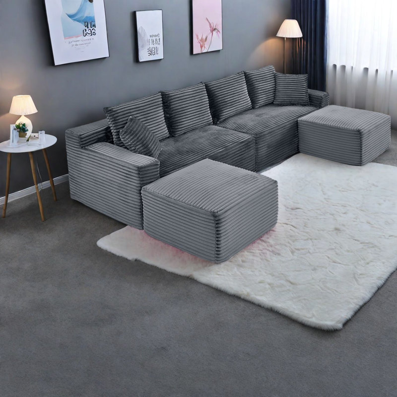 Canapés modulaires en velours côtelé moelleux, style moderne pour la maison