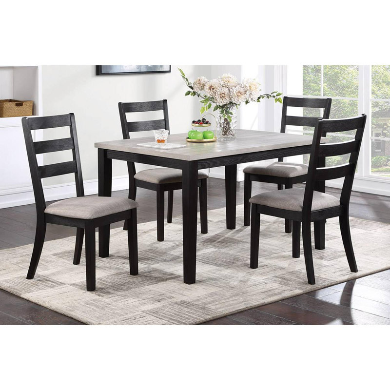 Classic Stylish 5pc Dining Set, Black