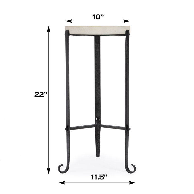 Freya Marble and Iron Round 11.5"W Side Table