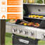 Barbecue au propane à 4 brûleurs avec brûleur latéral et couvercle, barbecue en acier inoxydable pour l'extérieur