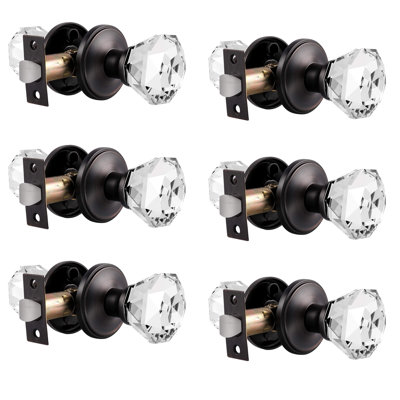 Clear Glass Crystal Door Knobs Interior, Octagon Privacy Door Knobs For Bedroom Bathroom Matte Black - View #3