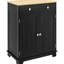 Distressed Black Sideboard Storage Cabinet - Solid Wood Countertop, 2 Drawers, Doors, Adjustable Shelf For Gym Kitchen Home