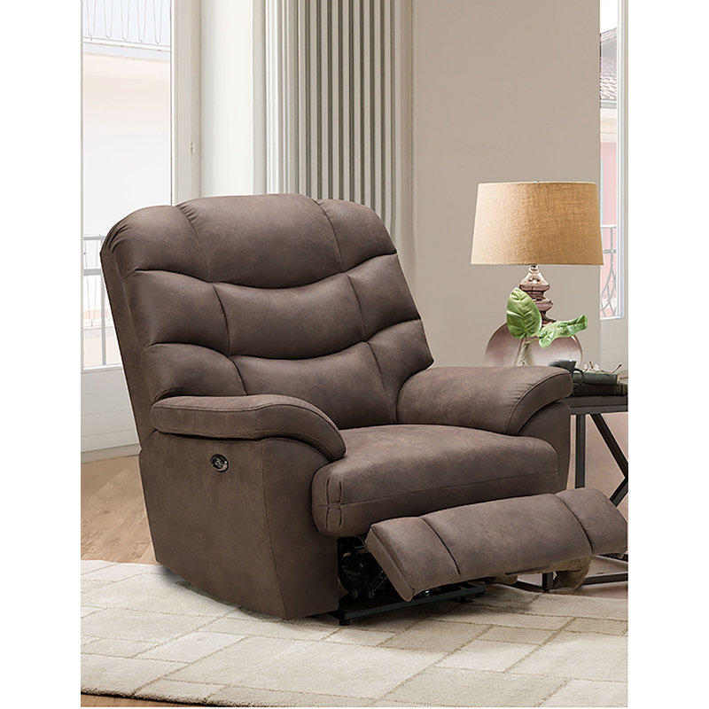 Fauteuil inclinable et oscillant rembourré Sondrea, Café