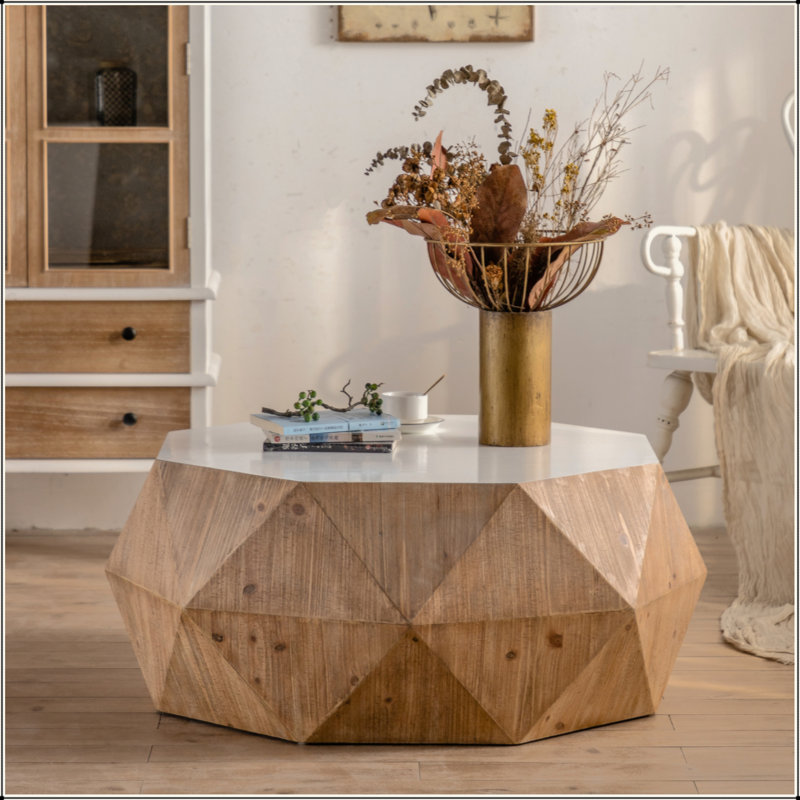 Table basse 38 "à motif tridimensionnel en relief de style rétro américain