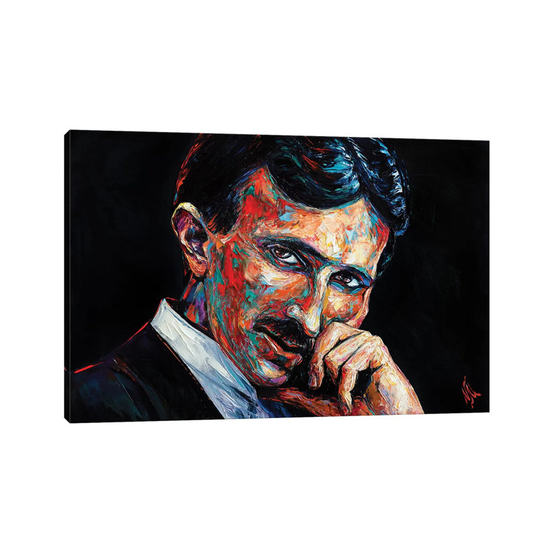 Nikola Tesla by Natasha Mylius - Print on Canvas, Wrapped Canvas, 45.72cm H x 66.04cm W x 3.81cm D