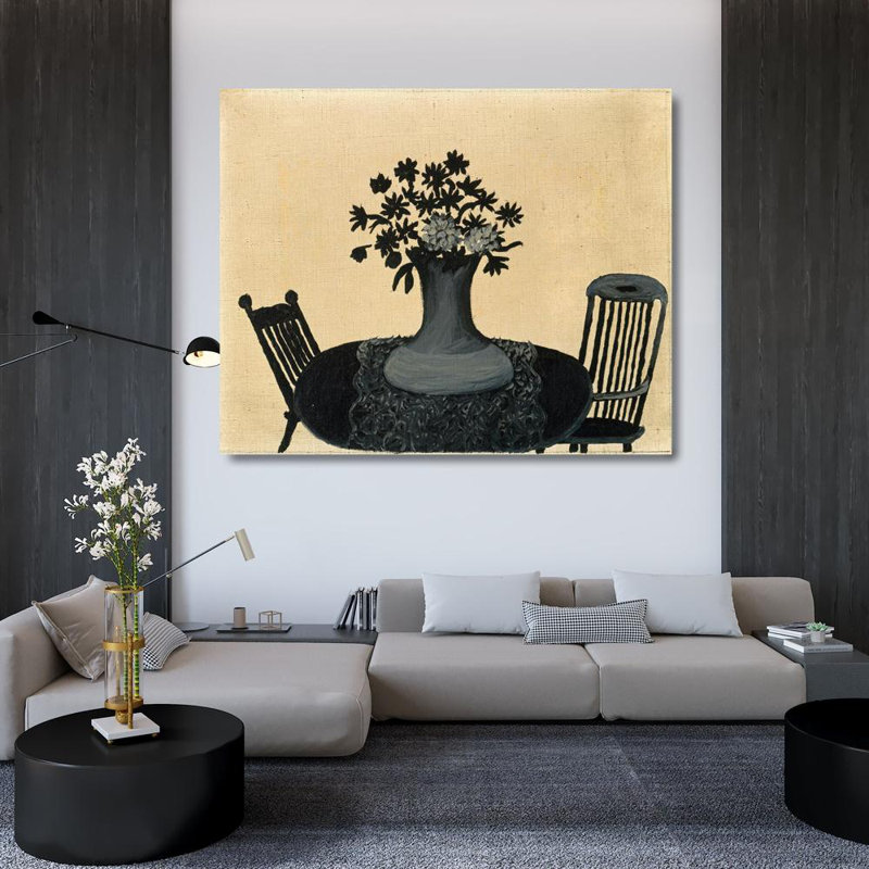 «Table and Two Chairs» par Horace Pippin - Art mural sur toile tendue avec châssis, H 33 po x l 48 po