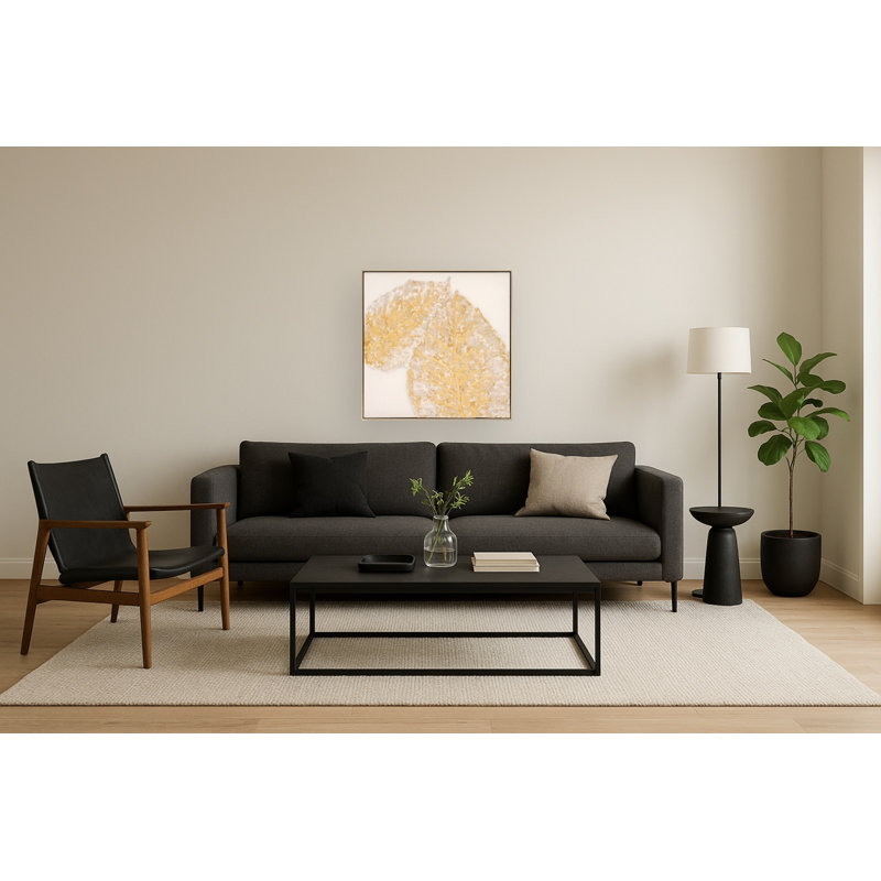 Toile texturée délicate feuille d'or de luxe texturée - 32 po x 32 po - cadre doré