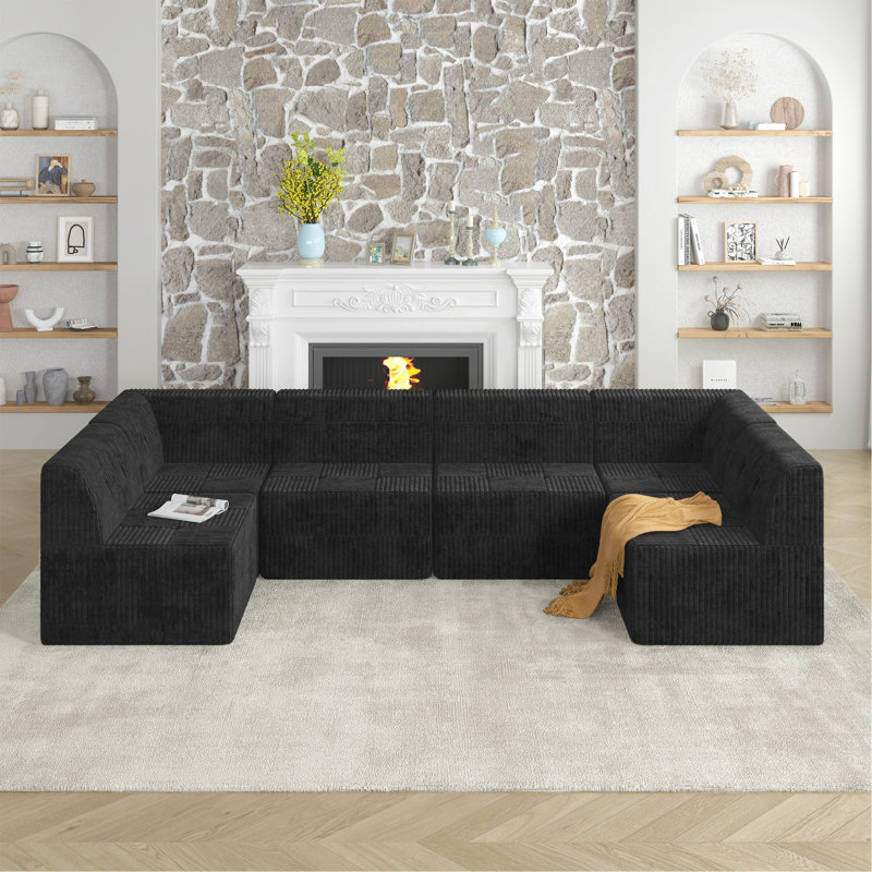 Canapé modulaire en U, Noir