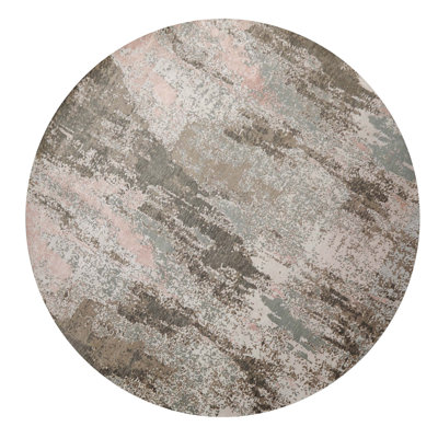 8x8  Round Ivory Hand Knotted Tibetan Sherpa Modern Abstract Wool Area Rug