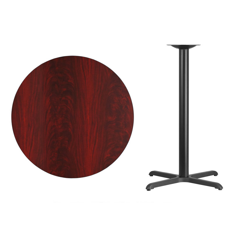 Graniss 42" Round Mahogany Laminate Dining Table with X-Base
