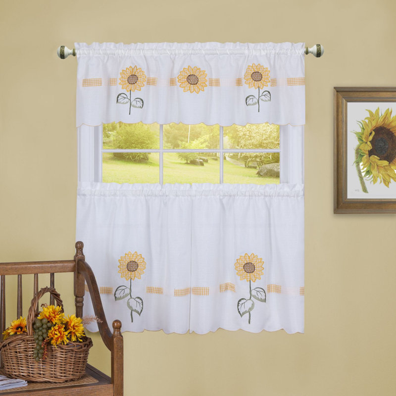 Rideau de cuisine Tejeda Sun Blossoms, l 56 po x L 36 po