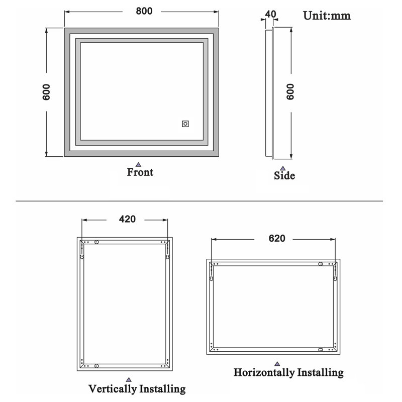 Clatie Rectangle Mirror, 80cm x 60cm