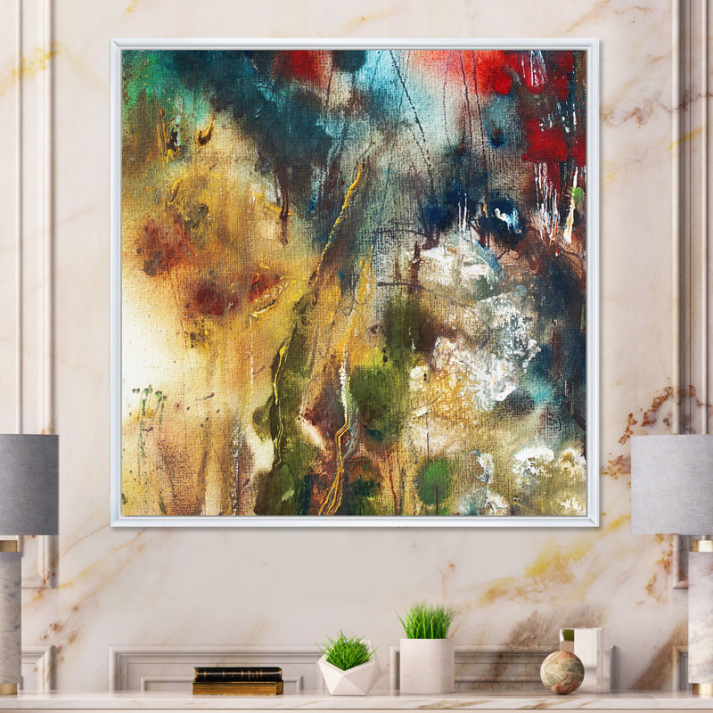 Motif naturel - art abstrait, L 36 po x H 36 po x P 1,5 po, Cadre flottant blanc