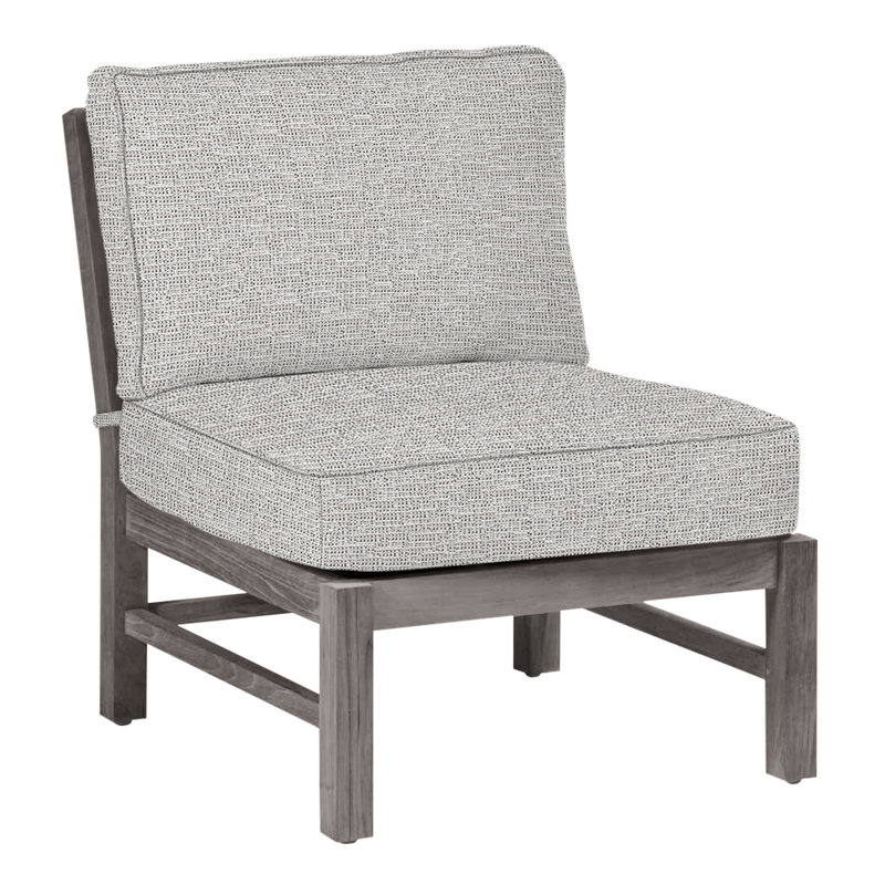 Club Teak Sectional Slipper Chair - Oyster, Oyster Teak, Welt, Tweed Toffee