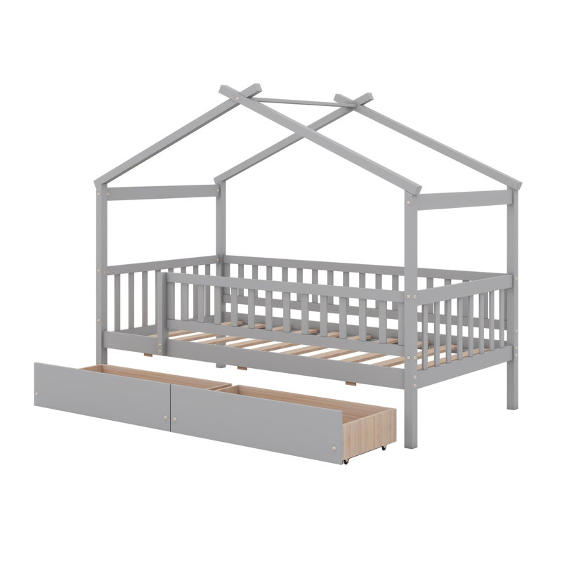 Aswin Canopy Storage Bed, Gray