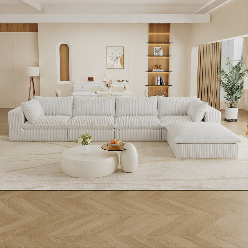 Canapé 157,6 po Cloud, H 24 po x l 157,6 po x P 78,8 po, Tissu - Blanc