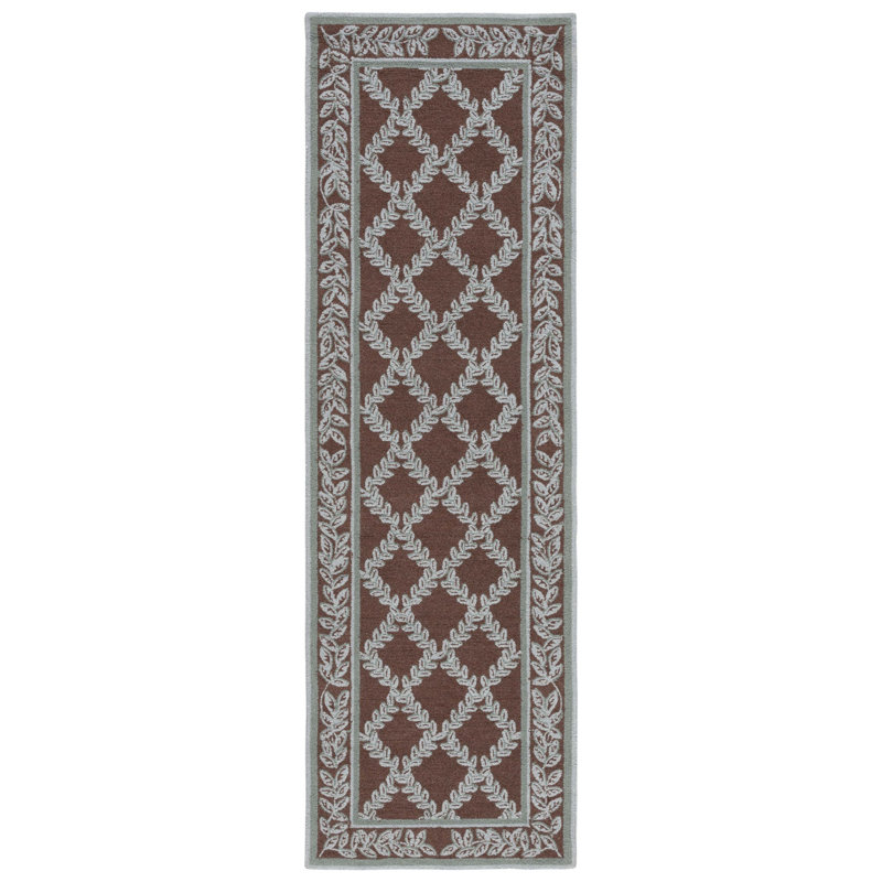 Hollander Hand-Hooked Wool Brown Area Rug, Runner 2'6" x 8'