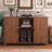 BROTTAR 47.2" Mid Century Modern Record Player Stand with Vinyl Storage | Fit 7“/10"/12" Vinyl Record, Large Turntable Stand, Media Cabinet for Living Room, Music Corner, Brown