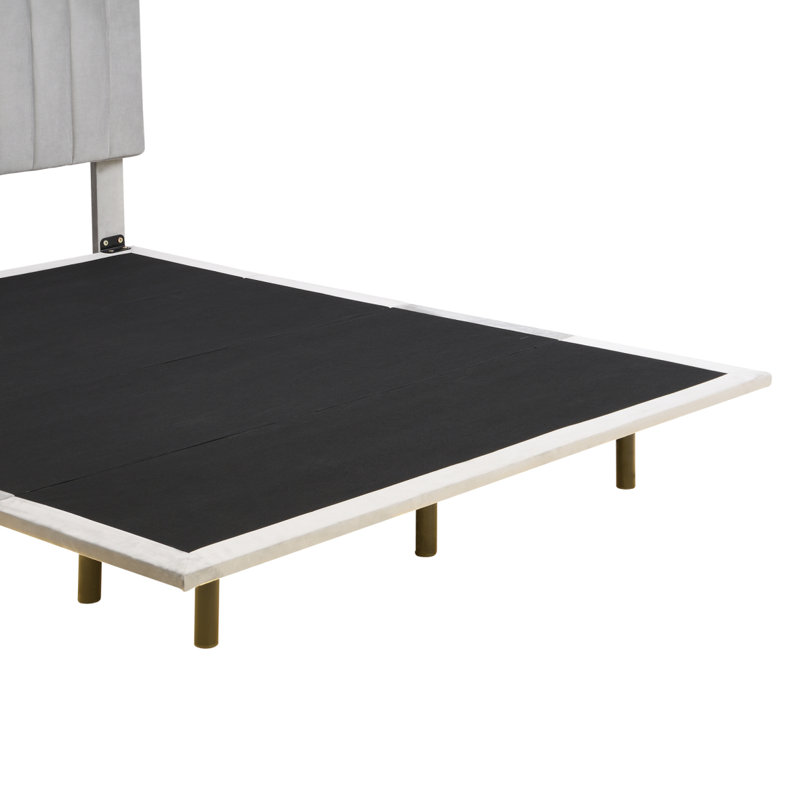 Queen Size Floating Style Upholstered Bed with Sensor Light, Gray