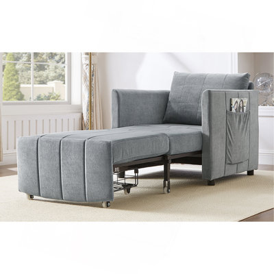 Jad Convertible Chenille Sleeper Sofa with Adjustable Backrest & Storage