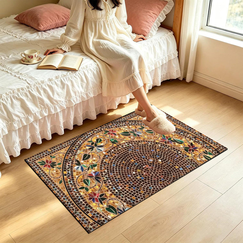  Tapis pour porte d'extérieur antidérapant, 20 po x 32 po, mosaïque florale, Mosaïque florale, 20 po x 32 po