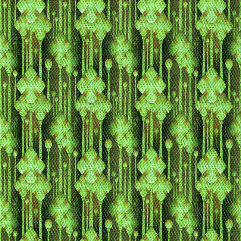 Tapis vert à motif abstrait, Carré 4 pi