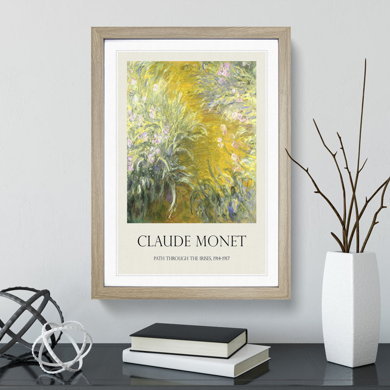 The Path Through the Irises by Claude Monet - Framed Print, Oak Framed, 48cm H x 36cm W x 2cm D
