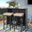 3-Piece Outdoor Patio Bar Set with Two Stools and Glass Top Table, Patio Wicker Furniture with Removable Cushions