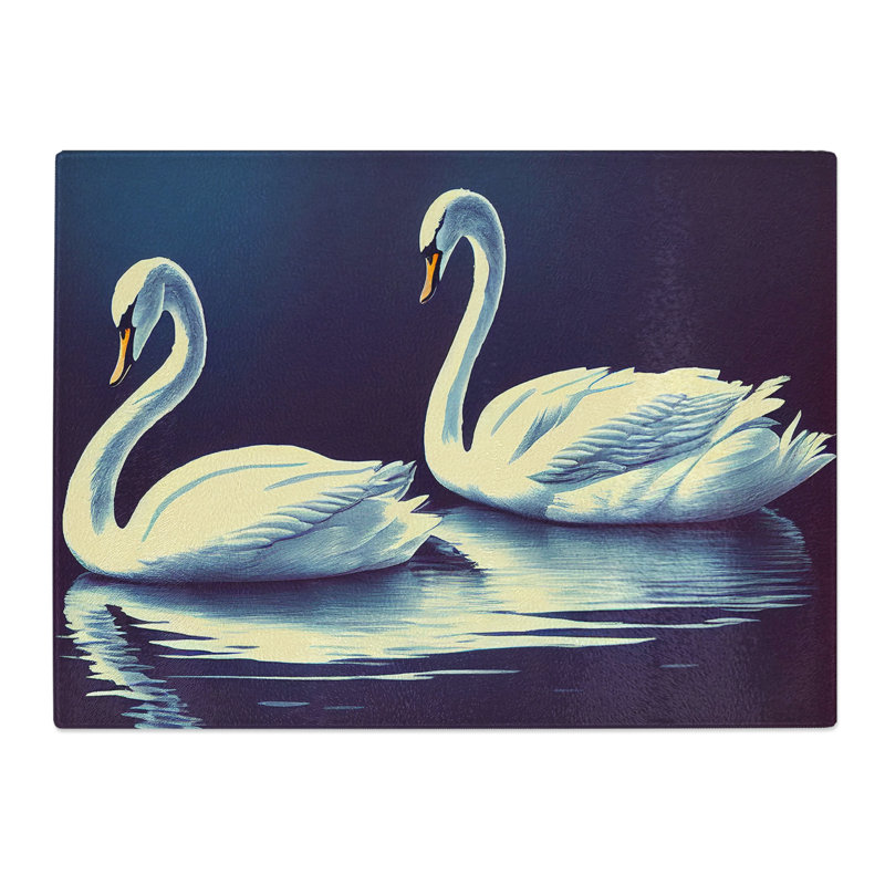 Two Swans  Glass Chopping Board