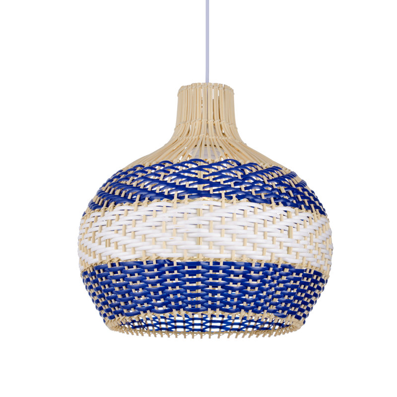 Luminaire suspendu en rotin à 1 lumière, H 15,74 po x l 15,74 po x P 15,74 po