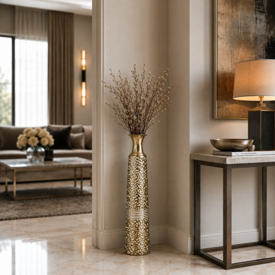 Modern Gold Metal Tapered Vase – Sleek Contemporary Home Decor Accent