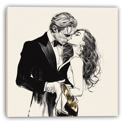 «Golden Kiss», art mural sur toile tendue
