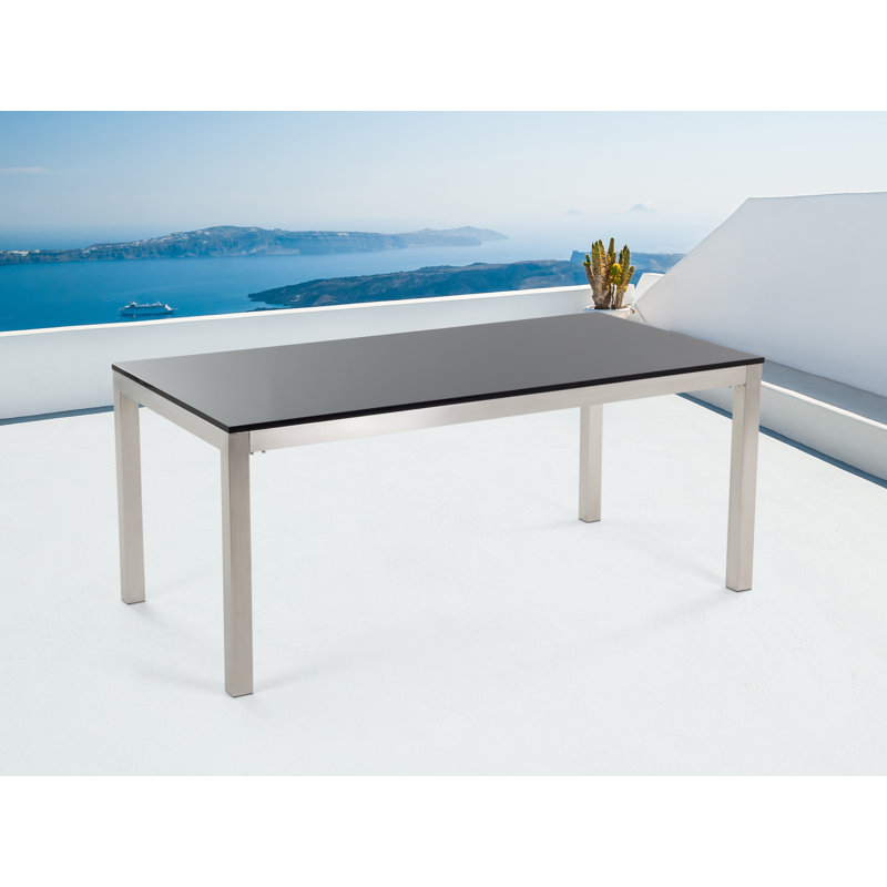 Chetna Rectangular Stone Outdoor Dining Table - 180 cm W 90 cm D, Black