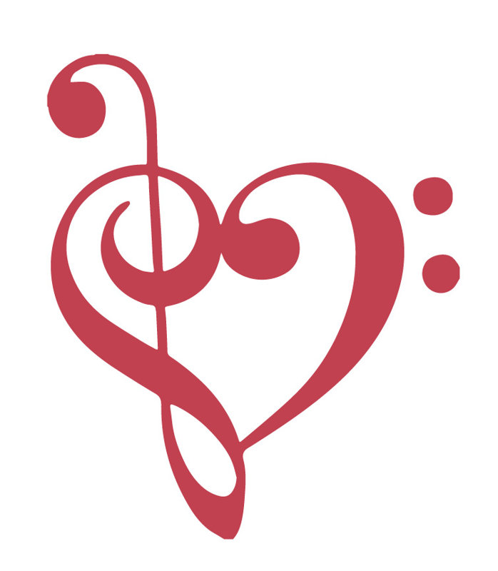 Décalcomanie murale coeur musical, H 24 po x l 20 po x P 0,01 po, Rouge Dahlia