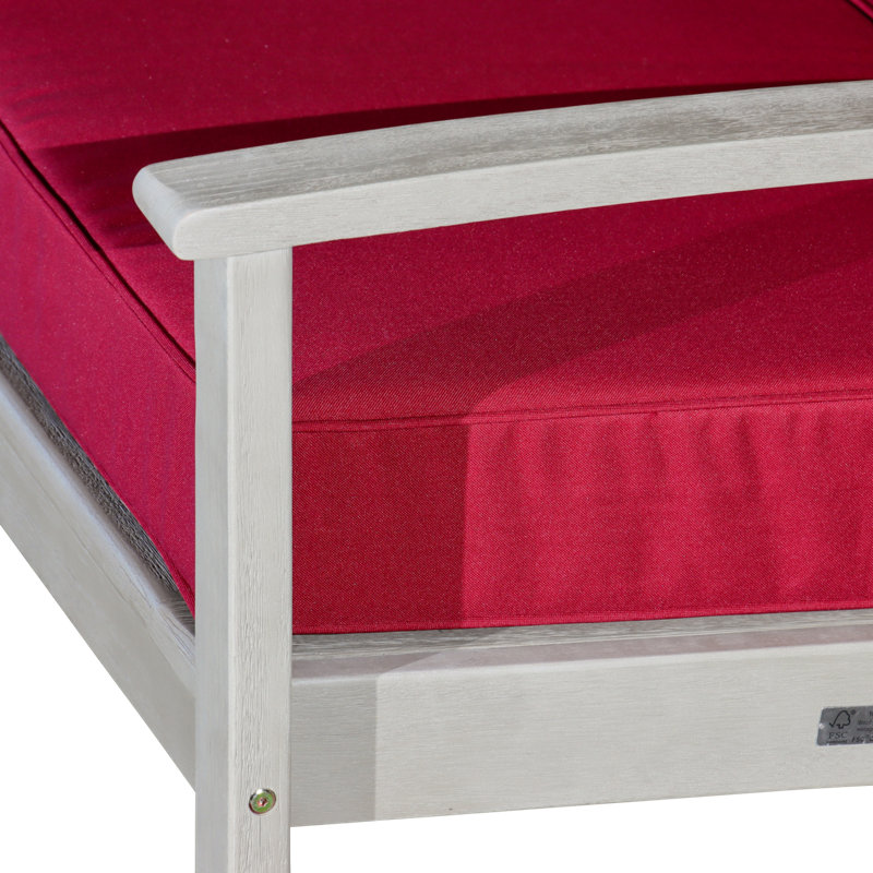 Chaise berçante en eucalyptus avec coussins, Gris bois flotté, Bourgogne