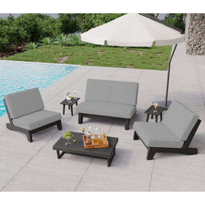Polett Teak 4 - Person Patio Conversation Sets with Cushions
