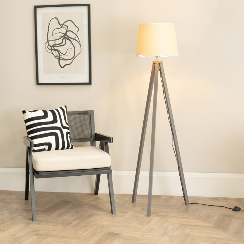 Hazen 153cm Tripod Floor Lamp, Yes, Natural/White, Grey